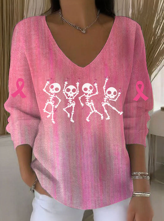 Women's Breast Cancer Pink Printed Casual Top