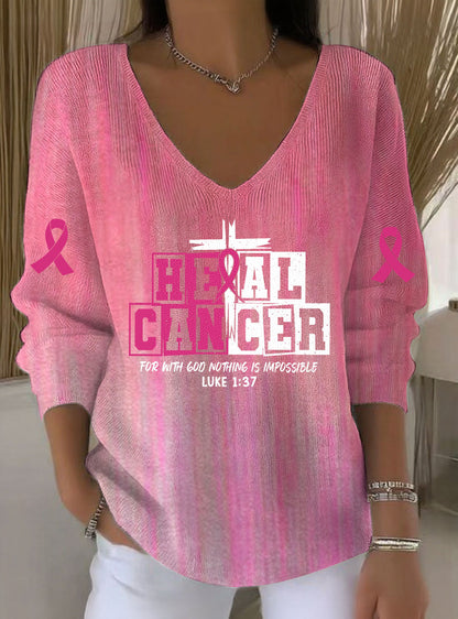 Women's Breast Cancer Printed Casual Top