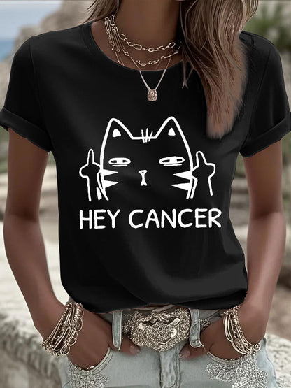 Women's Hey Cancer F U Cat T-Shirts