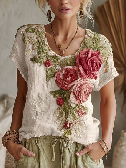 Women's Breast Cancer Rose Casual T-Shirts