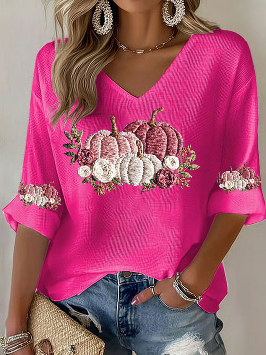 Women's Breast Cancer Floral Print Casual T-Shirt