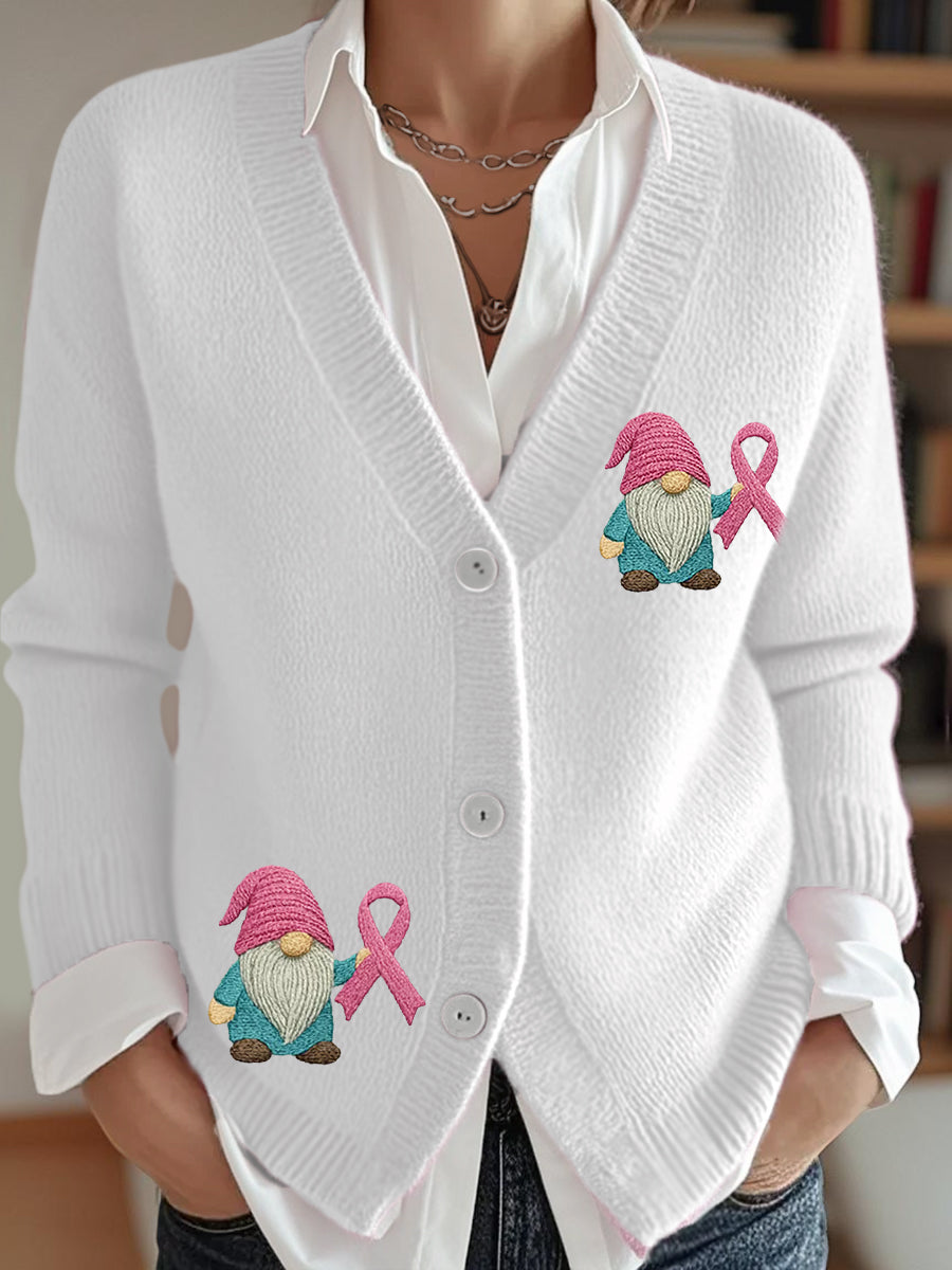 Women's Pink Ribbon Breast Cancer Awareness Support Cardigan