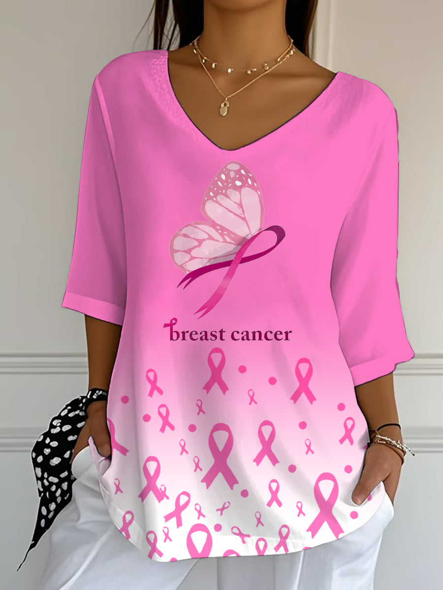 Women's Breast Cancer Half-Sleeve T-Shirt