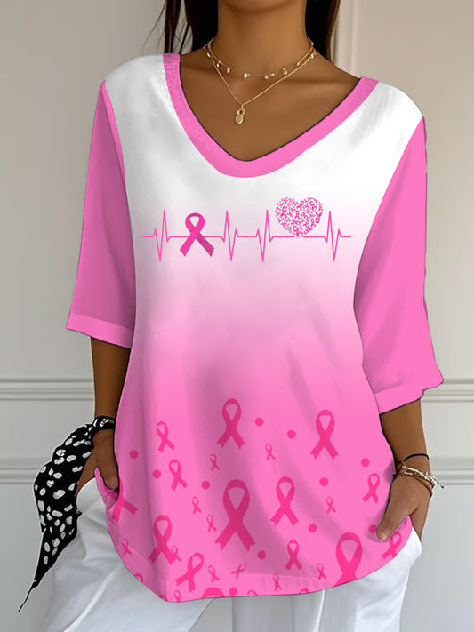 Women's Breast Cancer Half-Sleeve T-Shirt