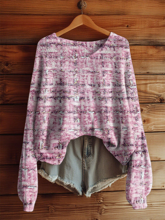 Women's Pink Plaid Print Casual Top