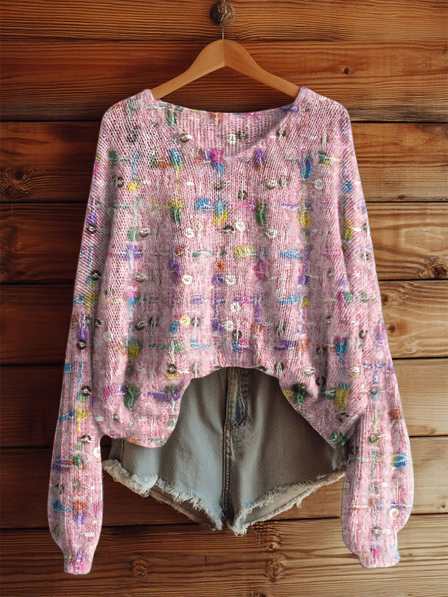 Women's Pink Plaid Print Casual Top