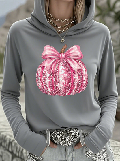 Women's Pink Pumpkin Breast Cancer Awareness Support Hooded Top