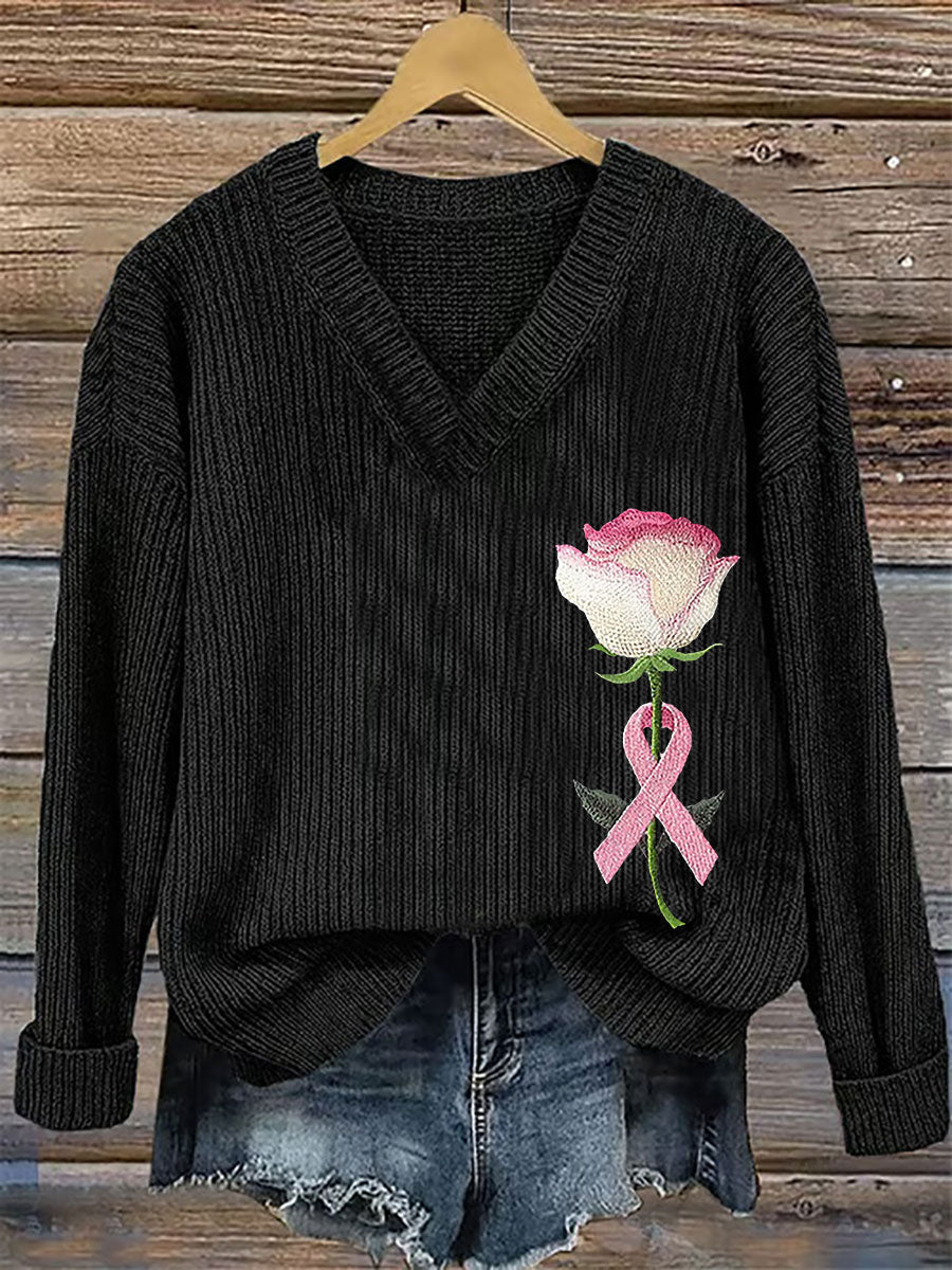 Women's Breast Cancer Awareness Pink Ribbon Print Casual Top