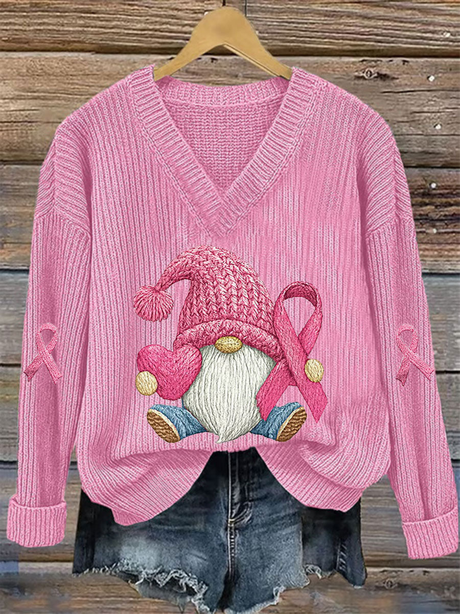 Women's Breast Cancer Awareness Pink Ribbon Print Casual Top