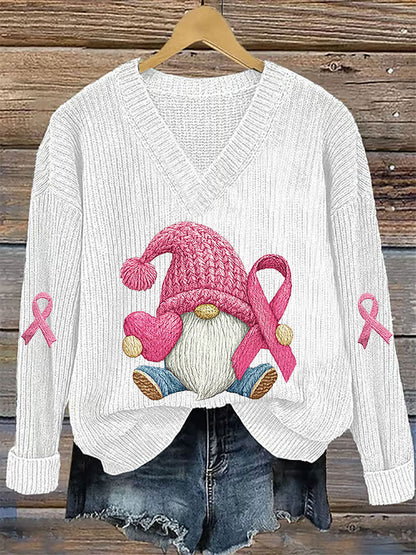 Women's Breast Cancer Awareness Pink Ribbon Print Casual Top