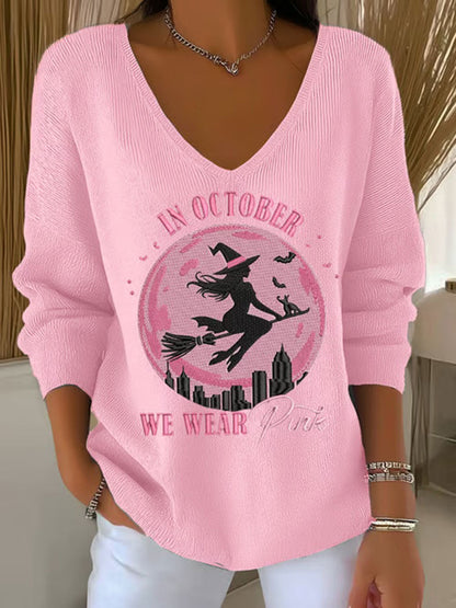 Women's In October We Wear Pink Printed Casual Top