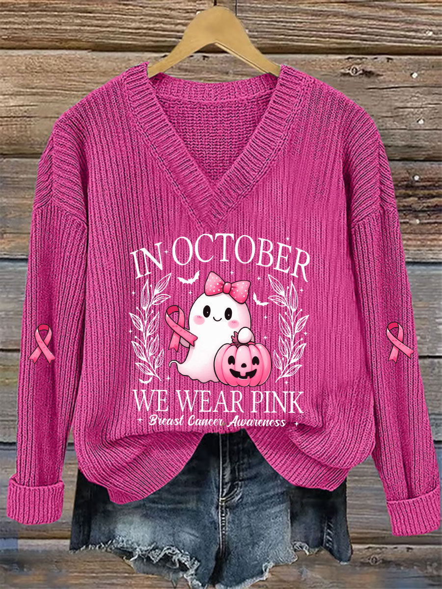 Women's In October We Wear Pink Printed Casual Top