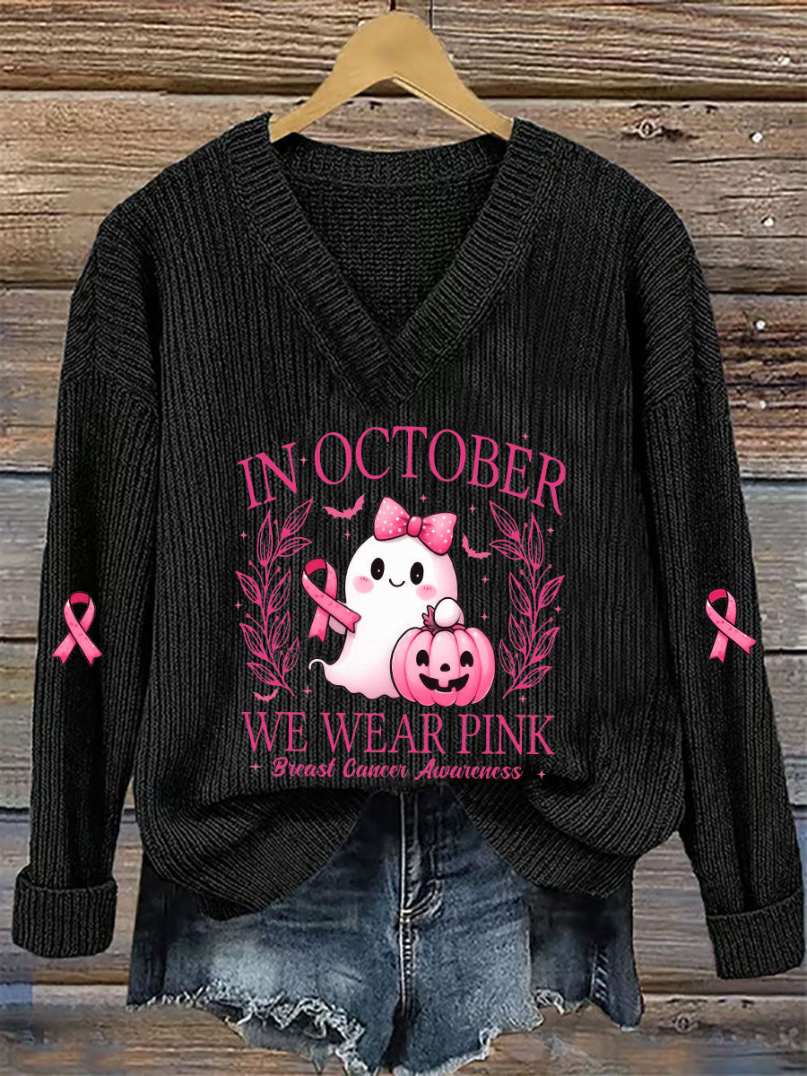Women's In October We Wear Pink Printed Casual Top