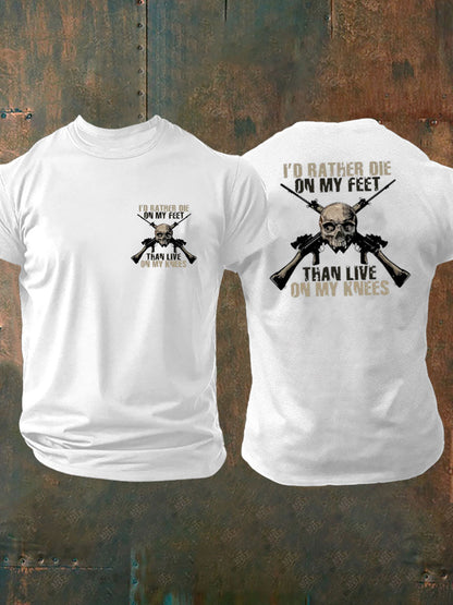 Men's British Veteran Printed imitation cotton short-sleeved T-shirt