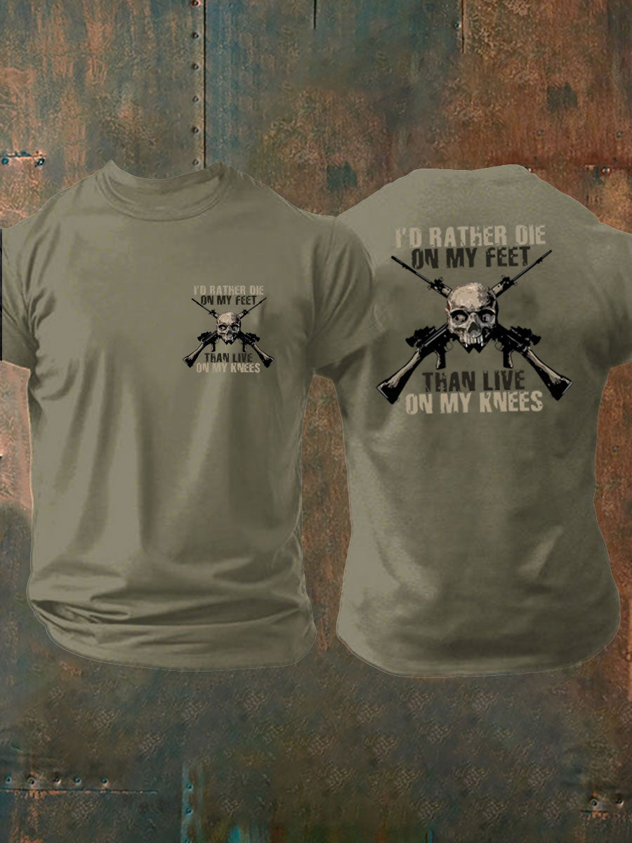 Men's British Veteran Printed imitation cotton short-sleeved T-shirt