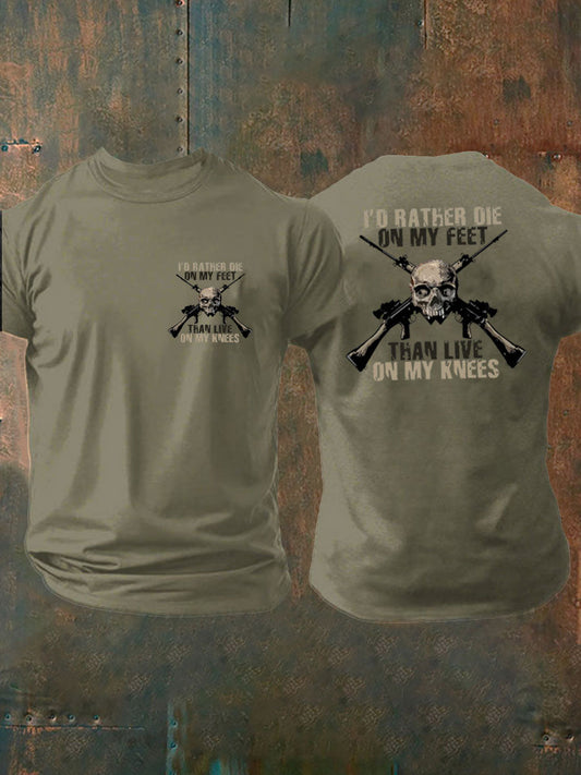 Men's British Veteran Printed imitation cotton short-sleeved T-shirt