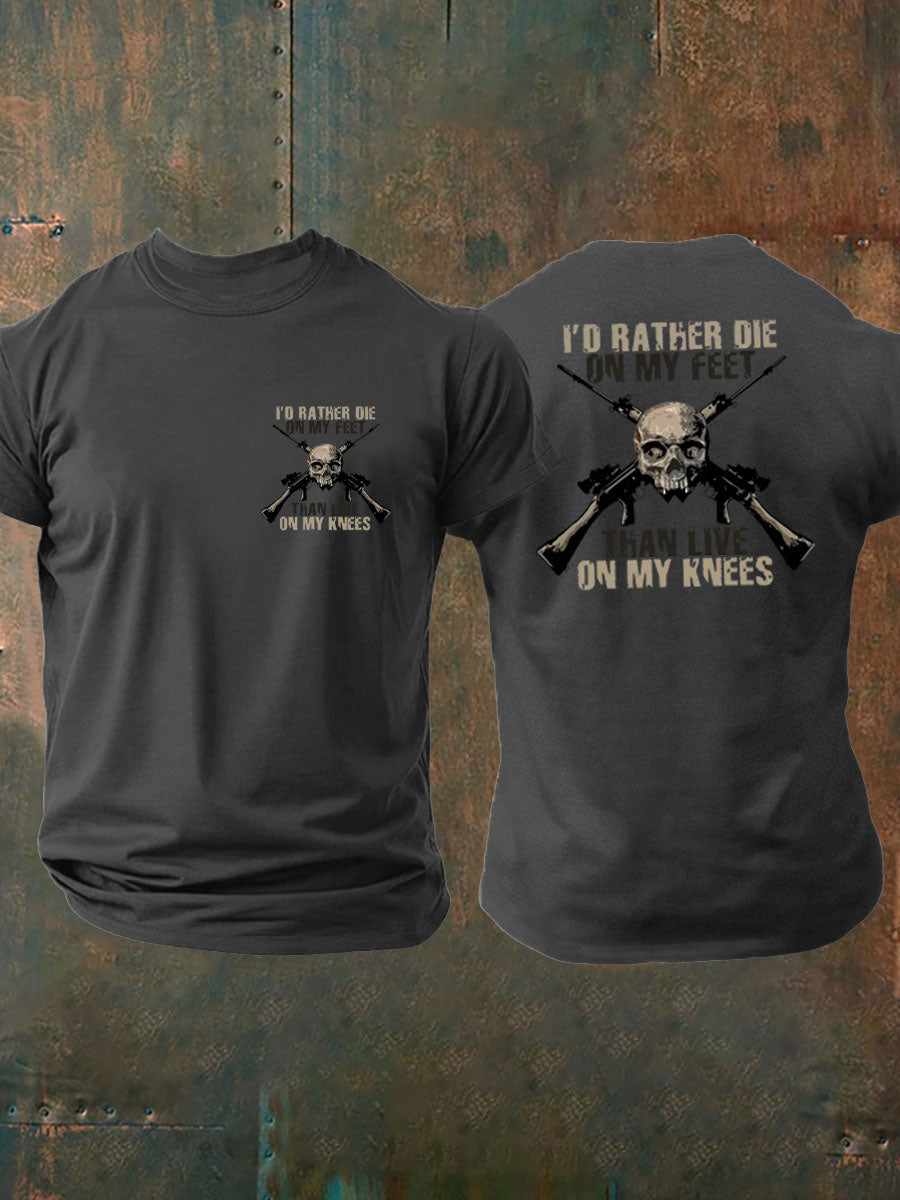 Men's British Veteran Printed imitation cotton short-sleeved T-shirt