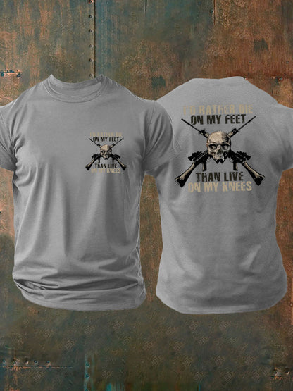 Men's British Veteran Printed imitation cotton short-sleeved T-shirt