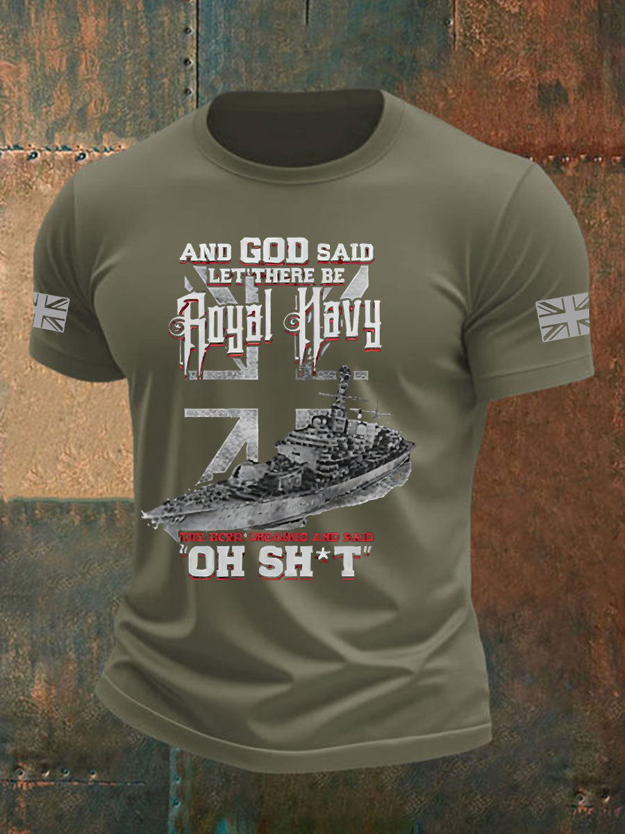 Men's British Veteran Printed imitation cotton short-sleeved T-shirt