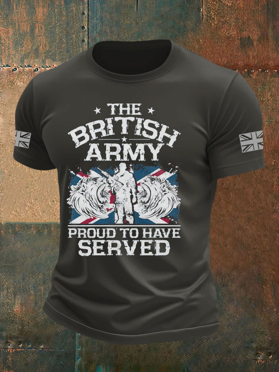 Men's British Veteran Printed imitation cotton short-sleeved T-shirt