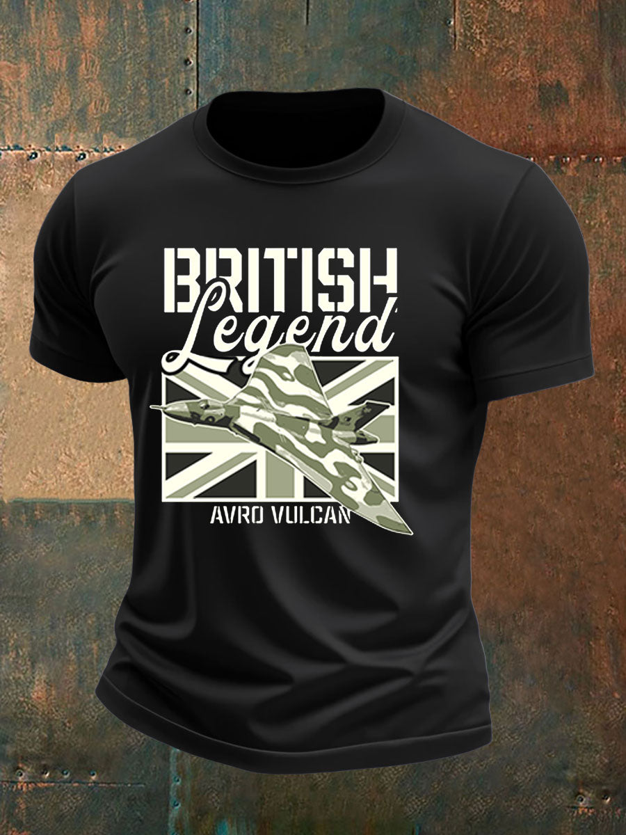Men's British Veteran Printed imitation cotton short-sleeved T-shirt