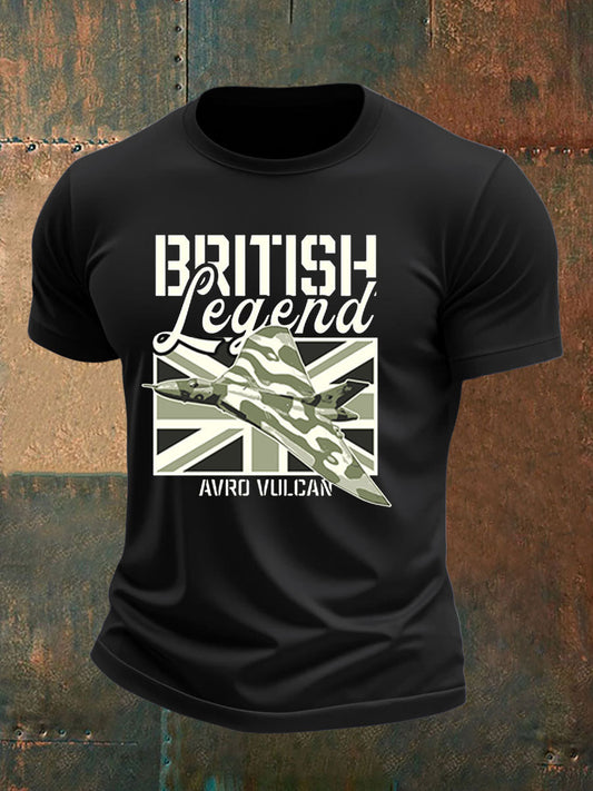 Men's British Veteran Printed imitation cotton short-sleeved T-shirt