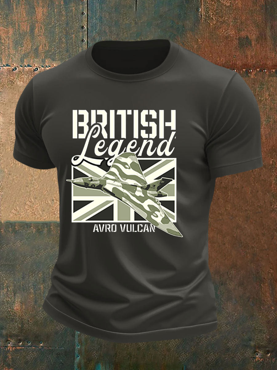 Men's British Veteran Printed imitation cotton short-sleeved T-shirt