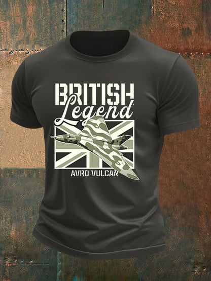 Men's British Veteran Printed imitation cotton short-sleeved T-shirt