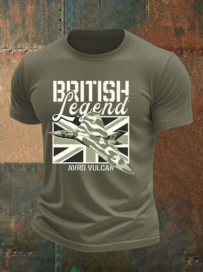 Men's British Veteran Printed imitation cotton short-sleeved T-shirt