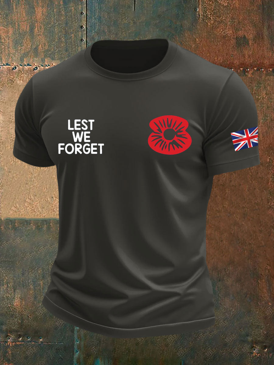 Men's British Veteran Printed imitation cotton short-sleeved T-shirt