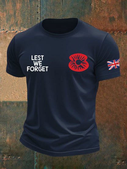 Men's British Veteran Printed imitation cotton short-sleeved T-shirt