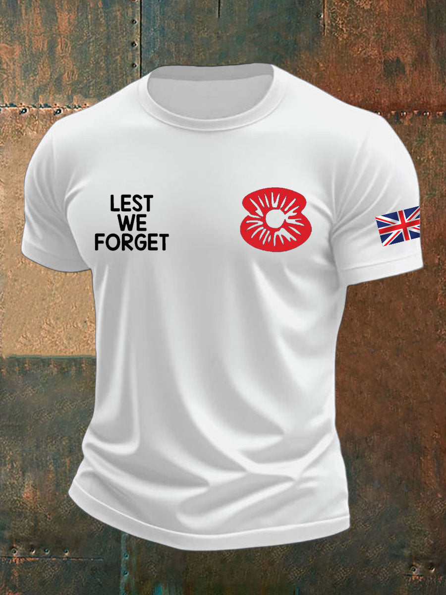 Men's British Veteran Printed imitation cotton short-sleeved T-shirt