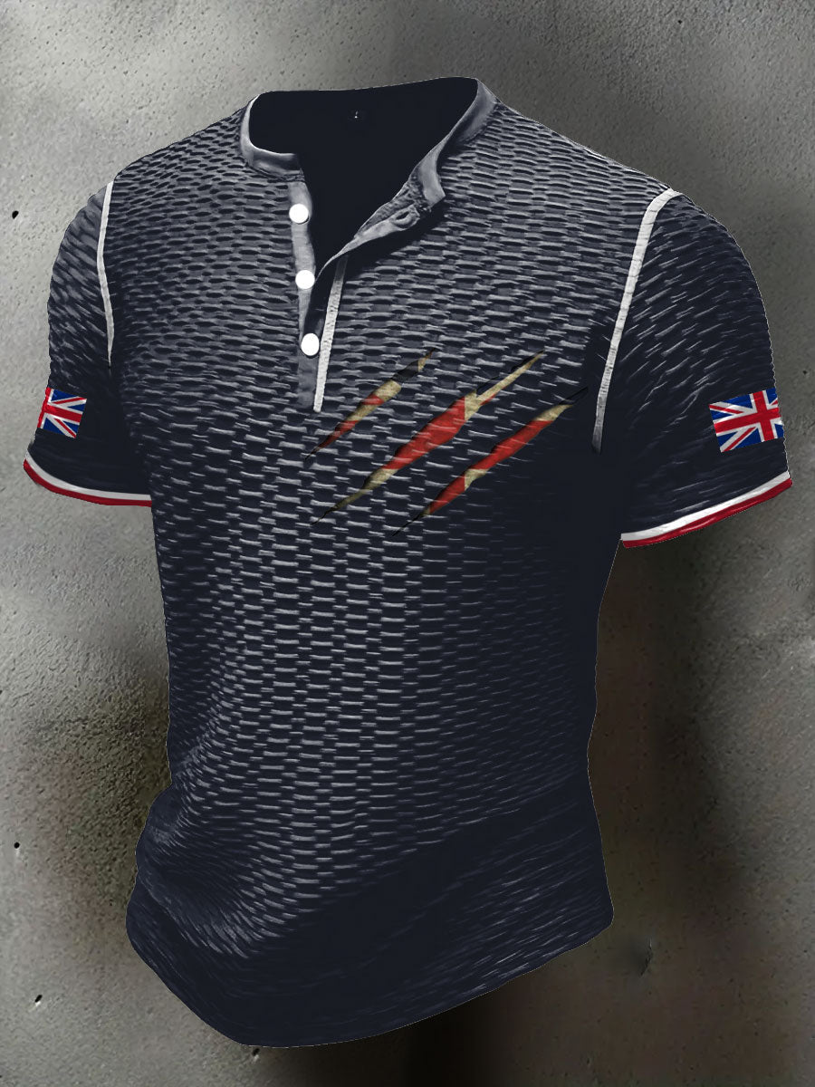 Men's UK Flag Printed Casual Tops