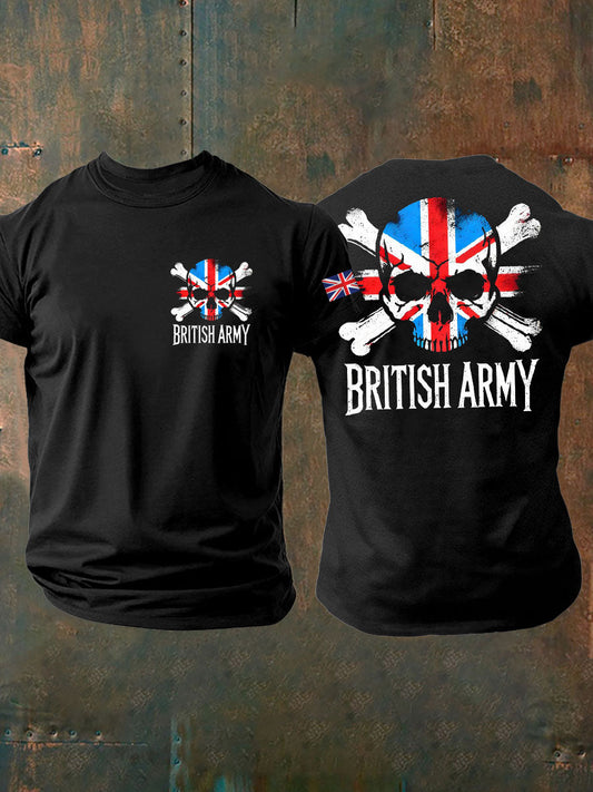 Men's British Veteran Printed imitation cotton short-sleeved T-shirt