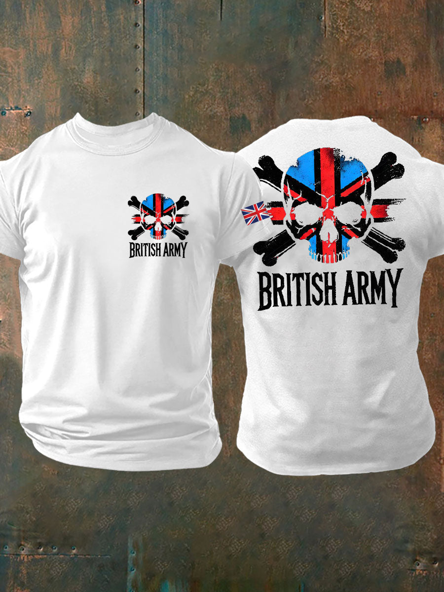 Men's British Veteran Printed imitation cotton short-sleeved T-shirt