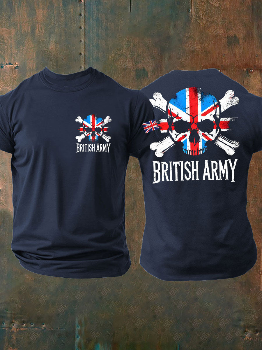 Men's British Veteran Printed imitation cotton short-sleeved T-shirt