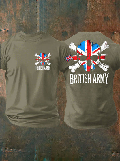 Men's British Veteran Printed imitation cotton short-sleeved T-shirt