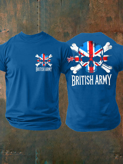 Men's British Veteran Printed imitation cotton short-sleeved T-shirt