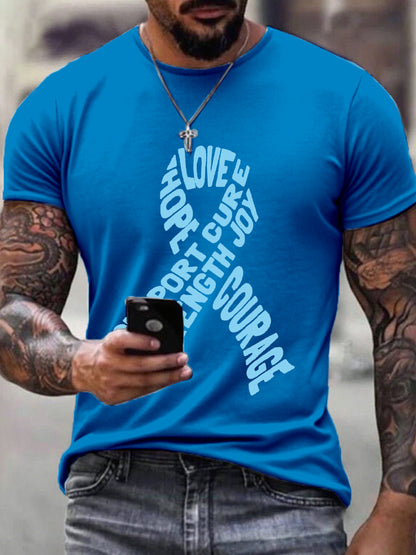 Men's Prostate Cancer Awareness Ribbon Print T-Shirt