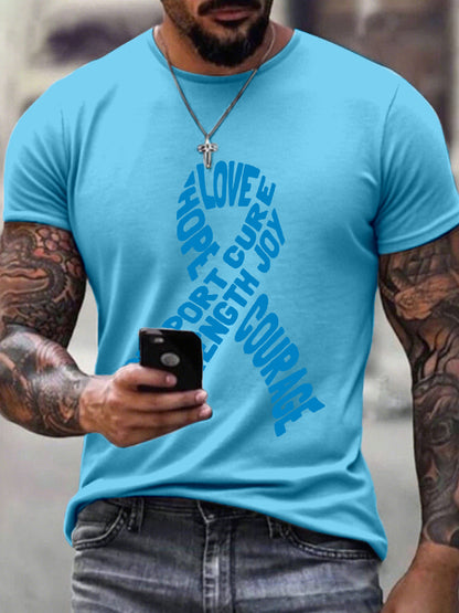 Men's Prostate Cancer Awareness Ribbon Print T-Shirt