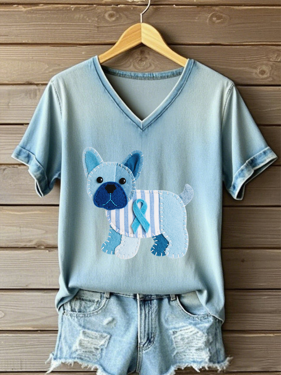 Women's "Wear light blue for the family, prostate cancer awareness" printed T-shirt