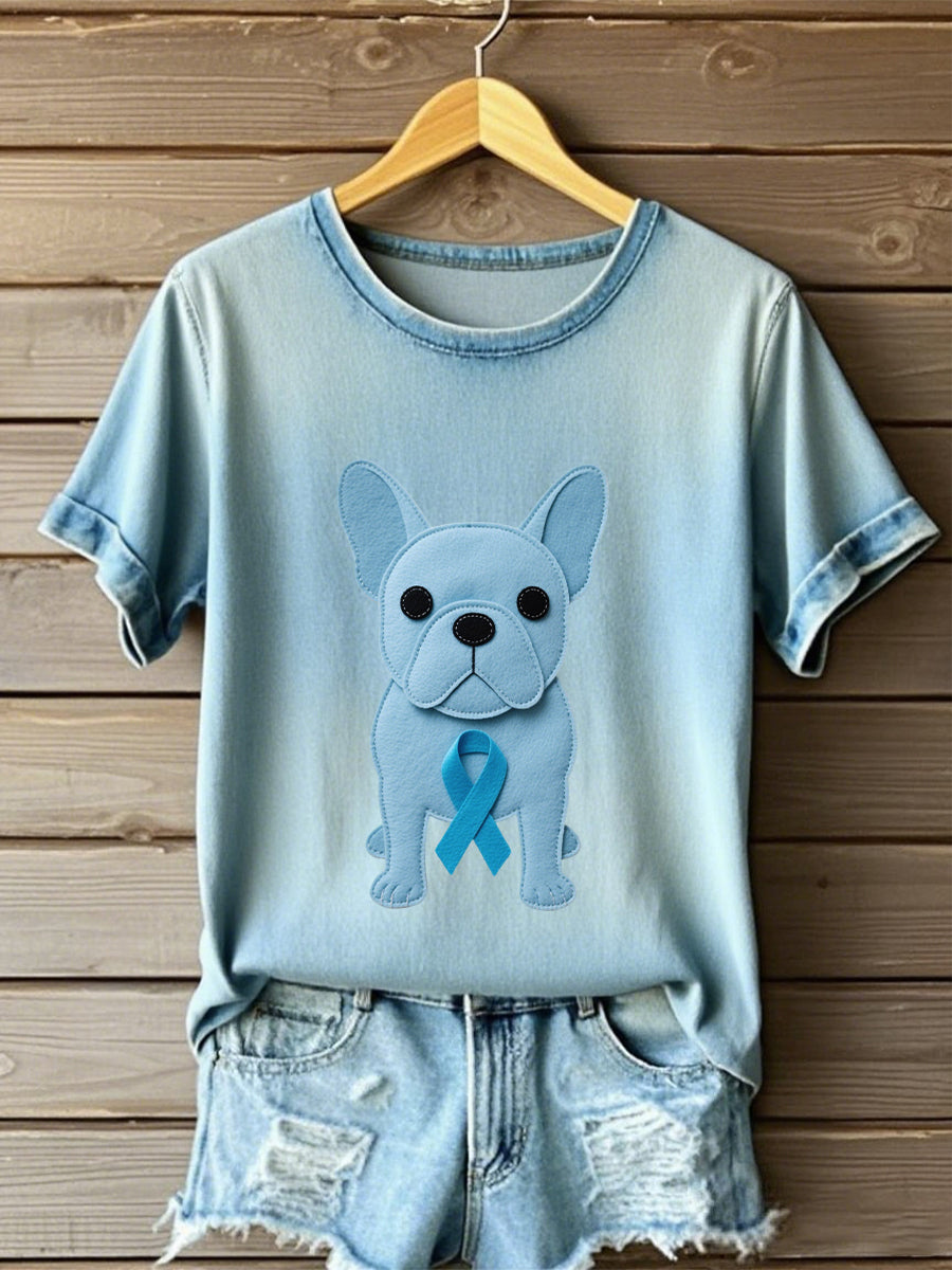 Women's "Wear light blue for the family, prostate cancer awareness" printed T-shirt