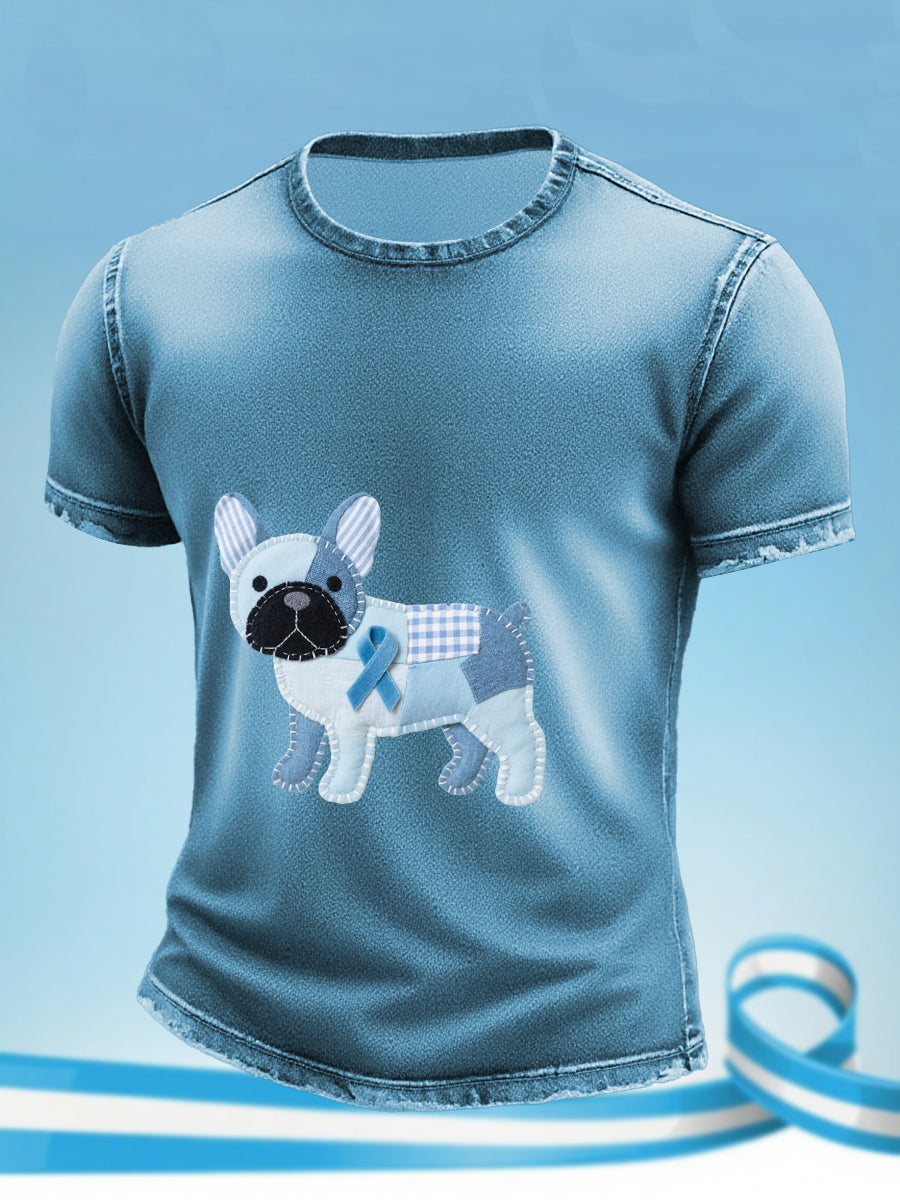 Men's Prostate Cancer Awareness Puppy Print T-Shirt