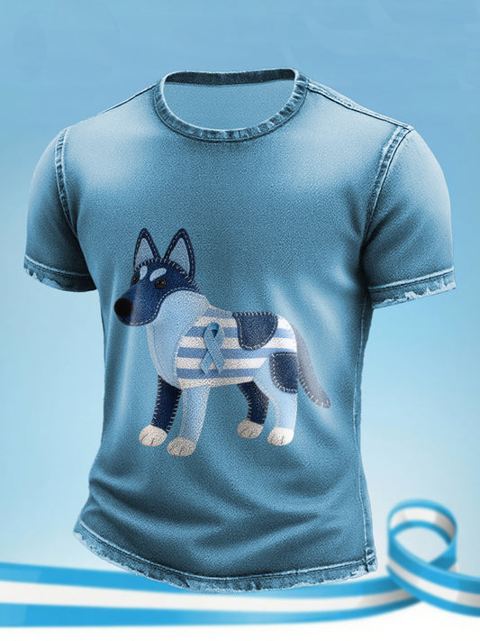 Men's Prostate Cancer Awareness Puppy Print T-Shirt