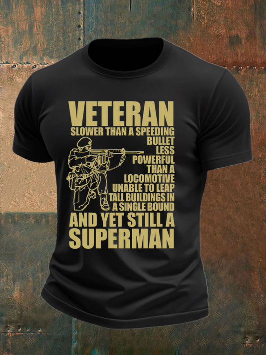 Men's Veteran imitation cotton short-sleeved T-shirt
