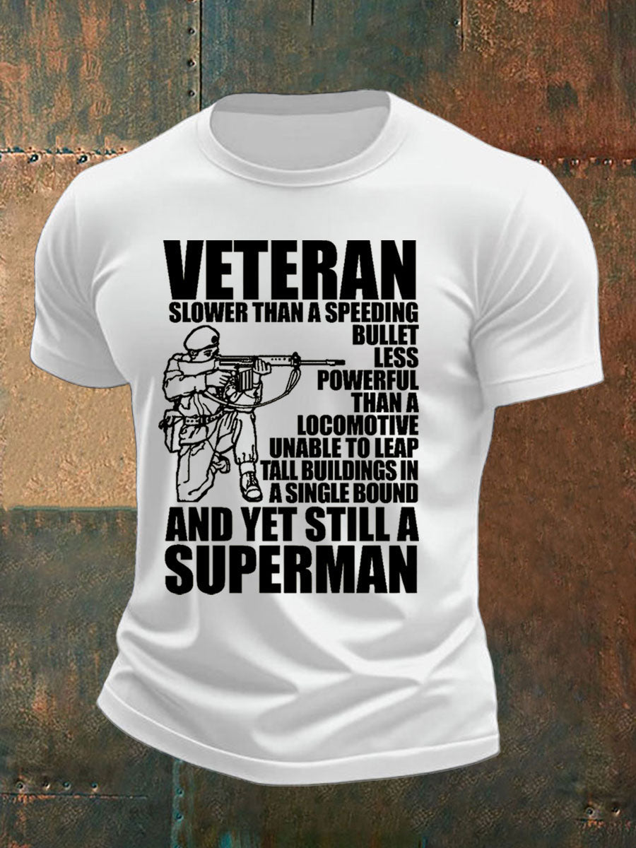 Men's Veteran imitation cotton short-sleeved T-shirt