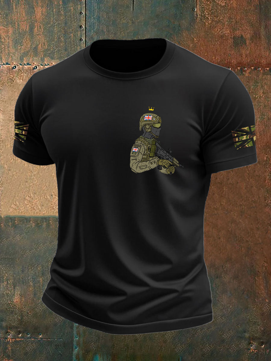 Men's British Veteran imitation cotton short-sleeved T-shirt