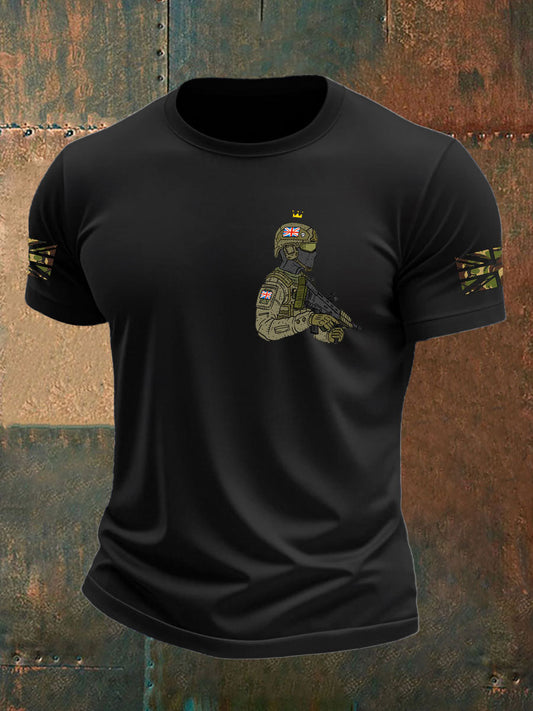 Men's British Veteran imitation cotton short-sleeved T-shirt