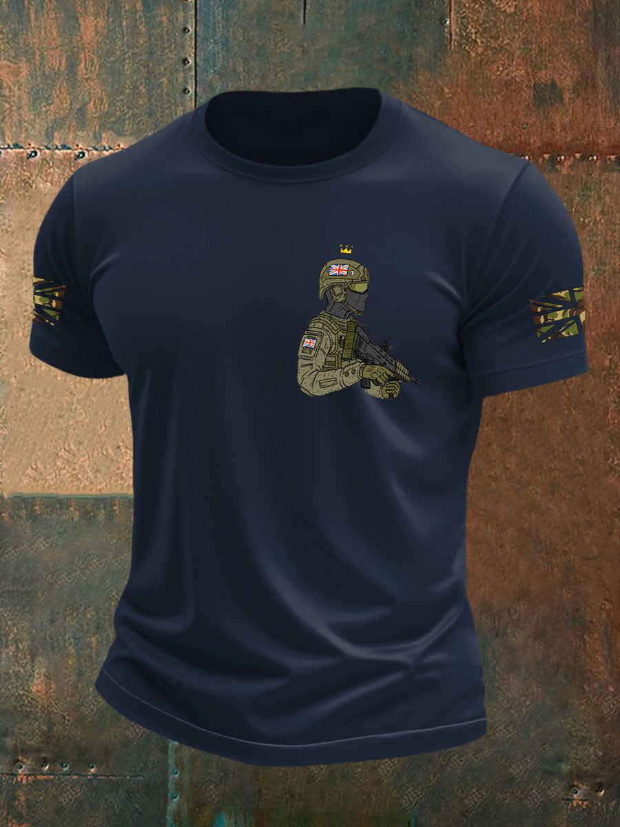 Men's British Veteran imitation cotton short-sleeved T-shirt