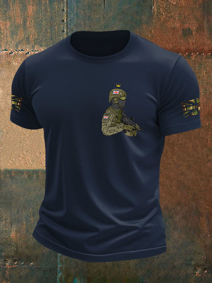 Men's British Veteran imitation cotton short-sleeved T-shirt